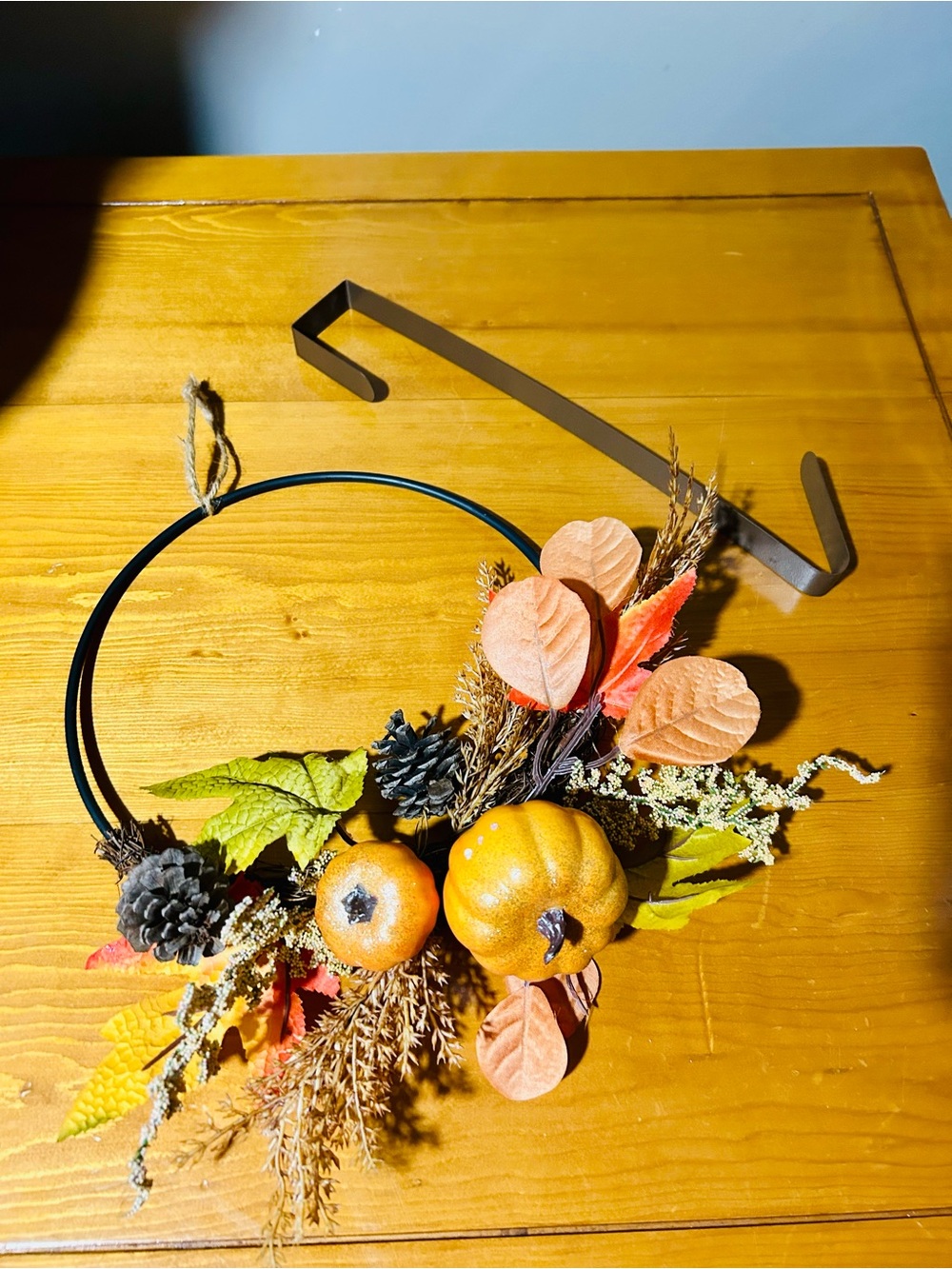 Autumn Pumpkin Hoop Wreath with Holder